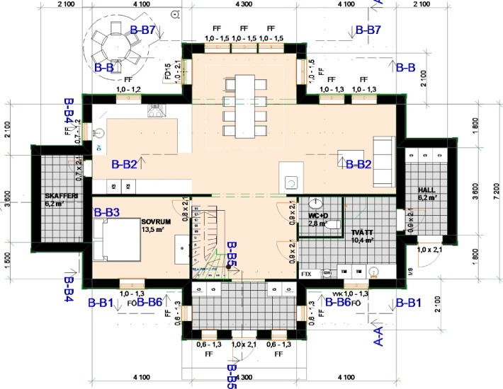 Planlösning tvåplans hus